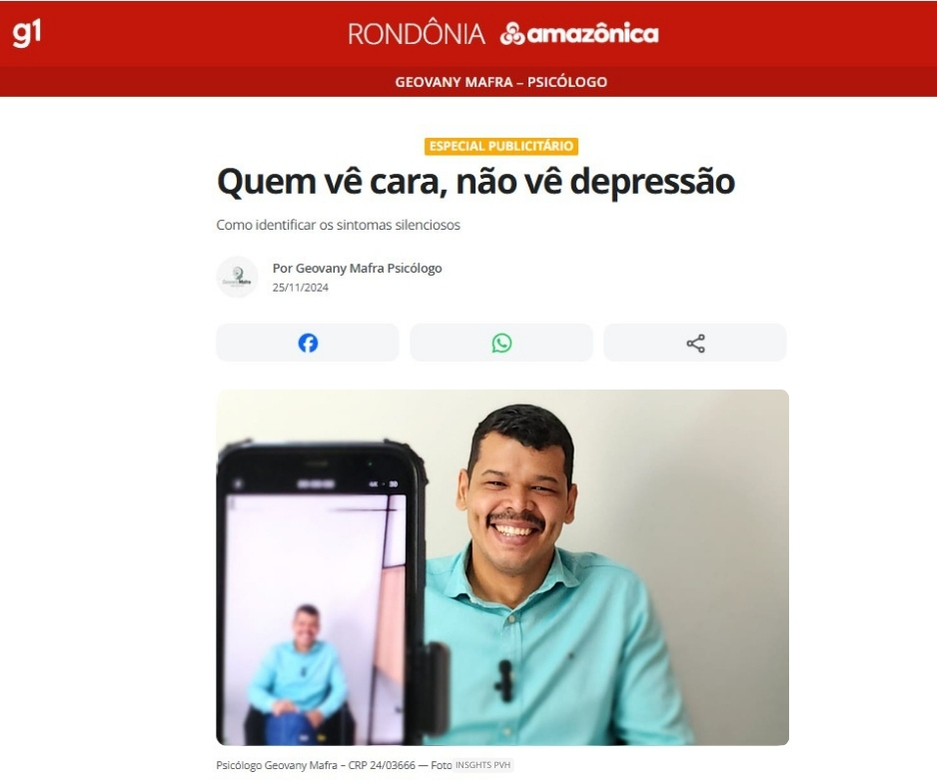 Quem vê cara, não vê depressão.